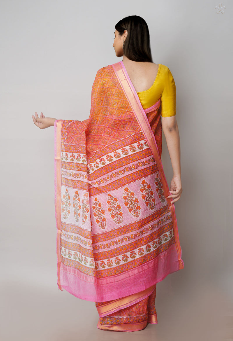 Orange Pure Patola Printed Kota Cotton Saree-UNM71516