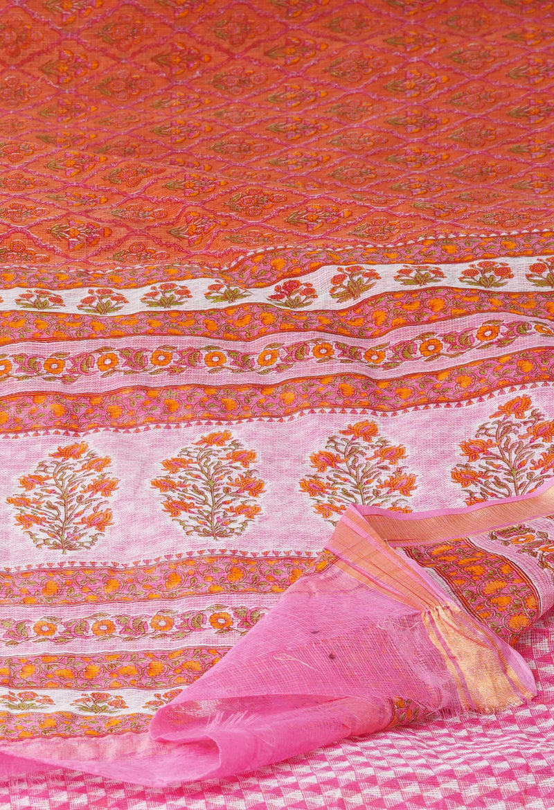 Orange Pure Patola Printed Kota Cotton Saree-UNM71516