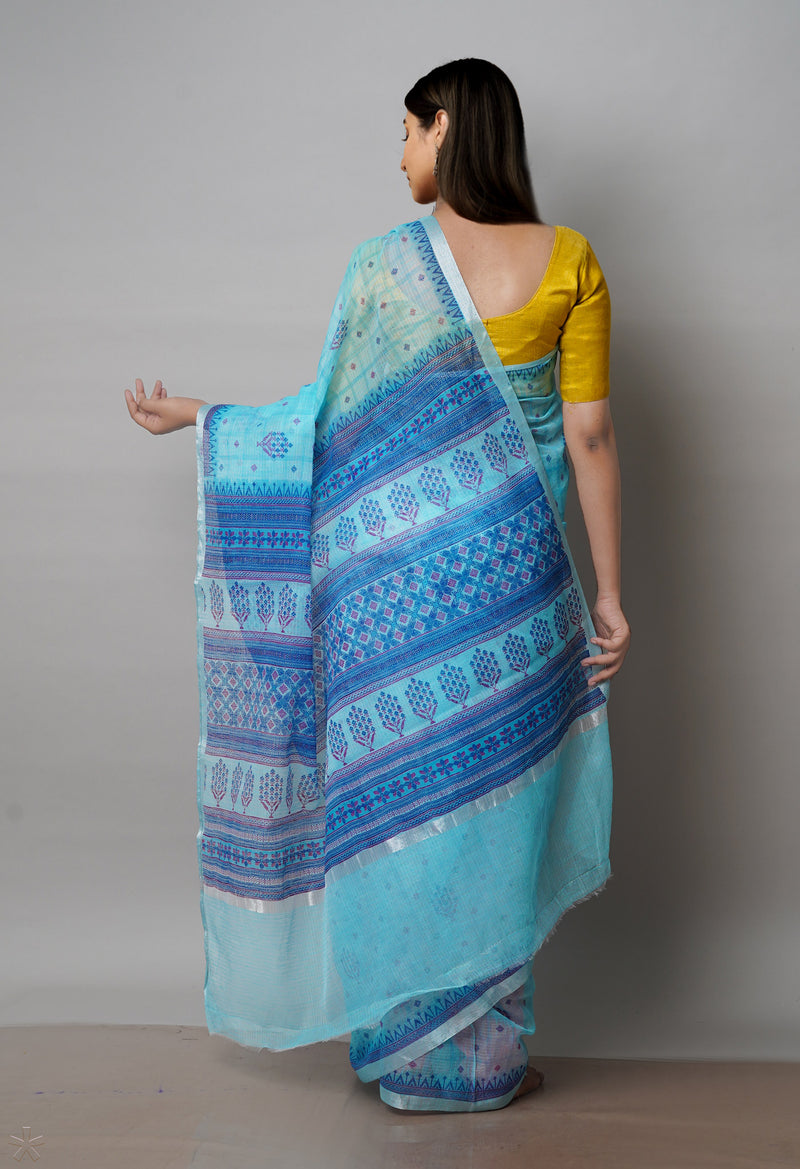 Blue Pure Patola Printed Kota Cotton Saree-UNM71518
