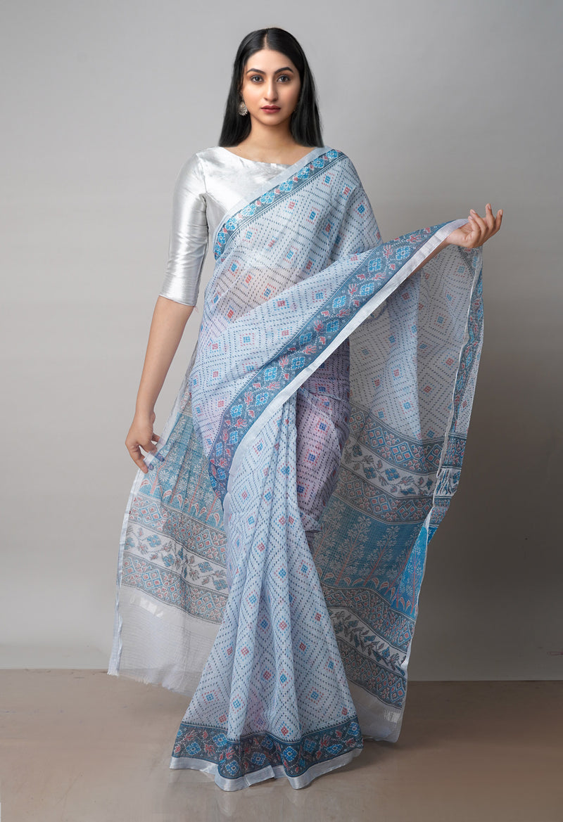 Light Blue Pure Patola Printed Kota Cotton Saree-UNM71521