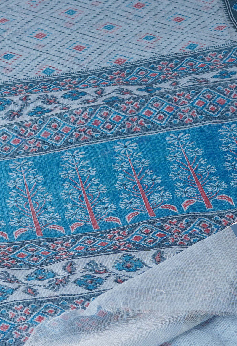 Light Blue Pure Patola Printed Kota Cotton Saree-UNM71521