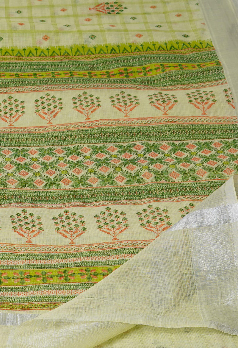 Pale Green Pure Patola Printed Kota Cotton Saree-UNM71522