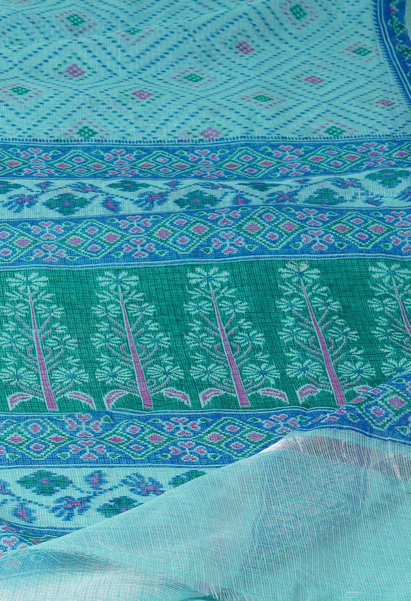 Turquoise Blue Pure Patola Printed Kota Cotton Saree-UNM71523