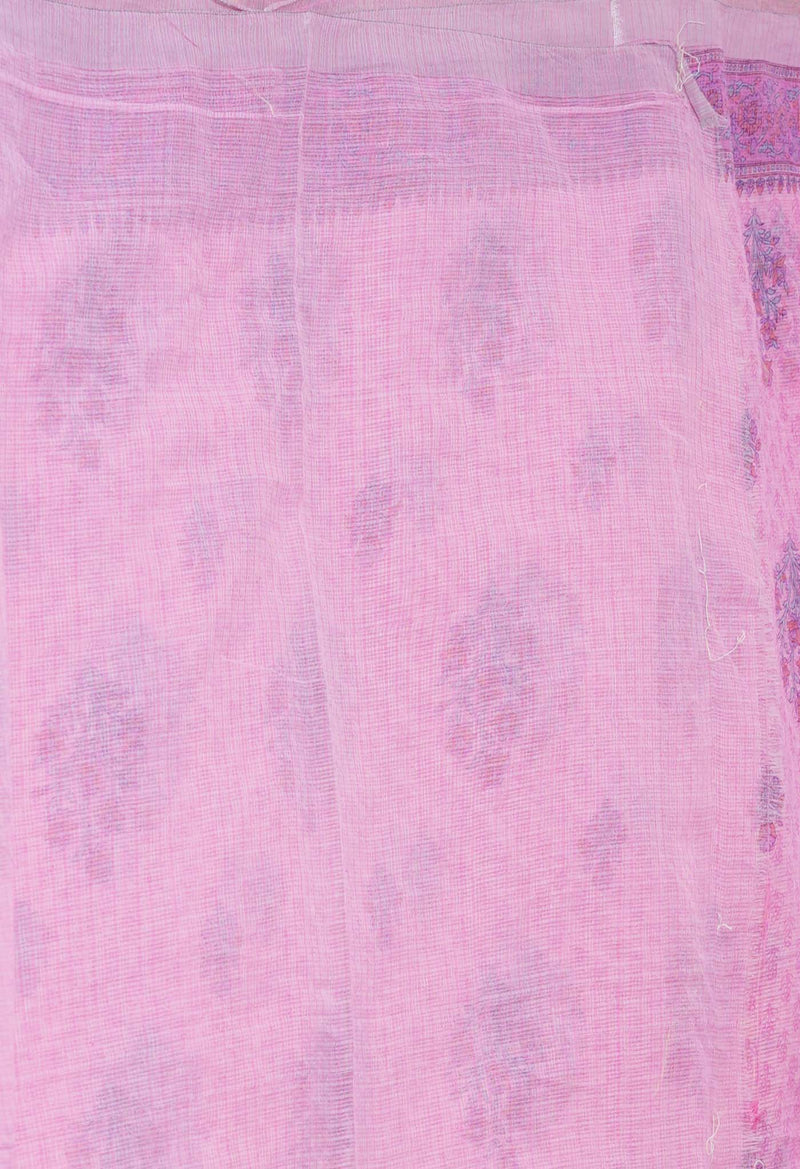 Pink Pure Block Printed Kota Cotton Saree-UNM71529