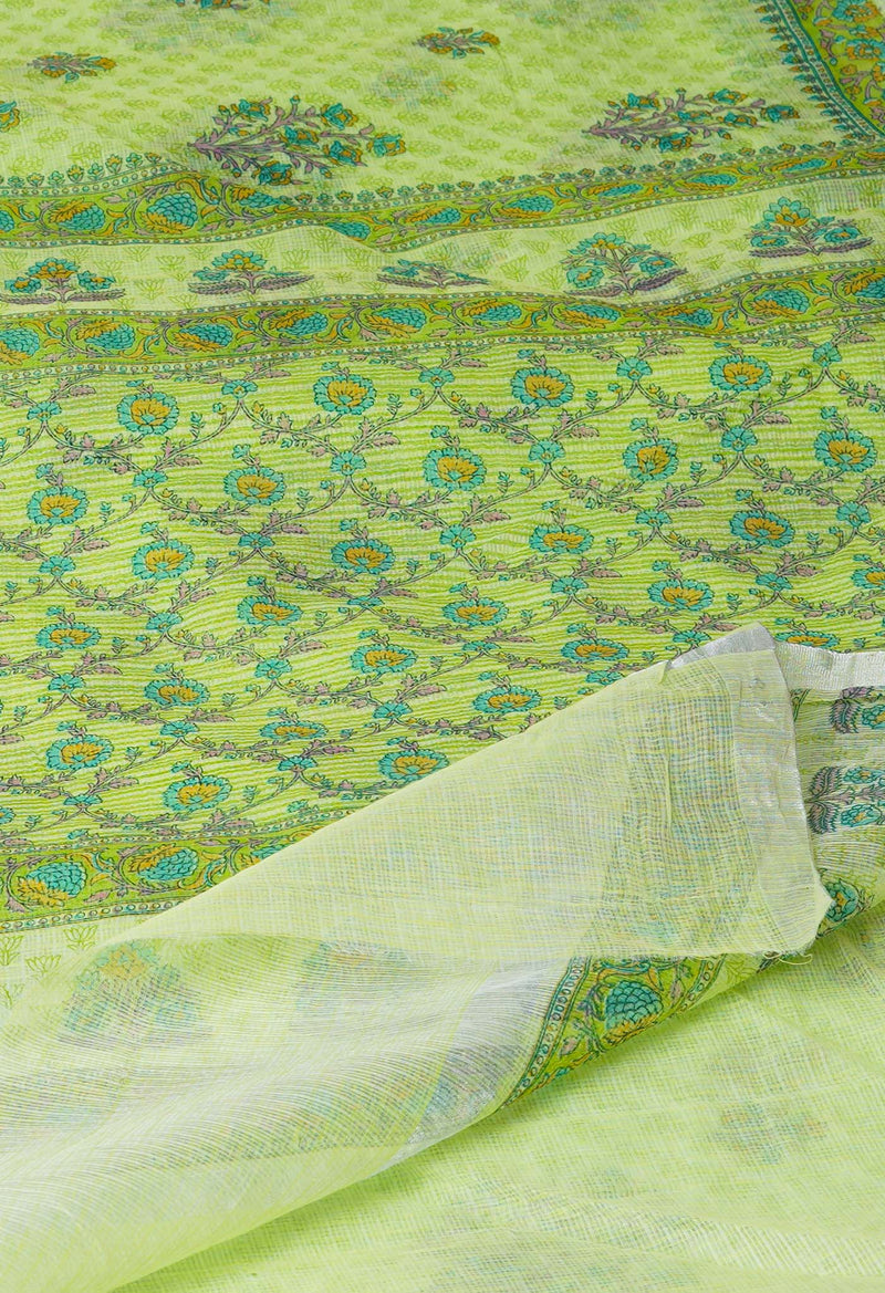 Green Pure Block Printed Kota Cotton Saree-UNM71533