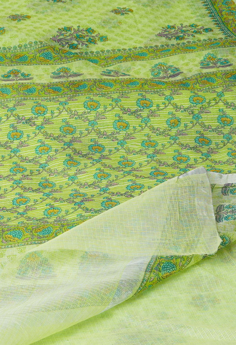 Green Pure Block Printed Kota Cotton Saree-UNM71533