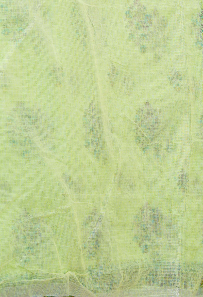 Green Pure Block Printed Kota Cotton Saree-UNM71533