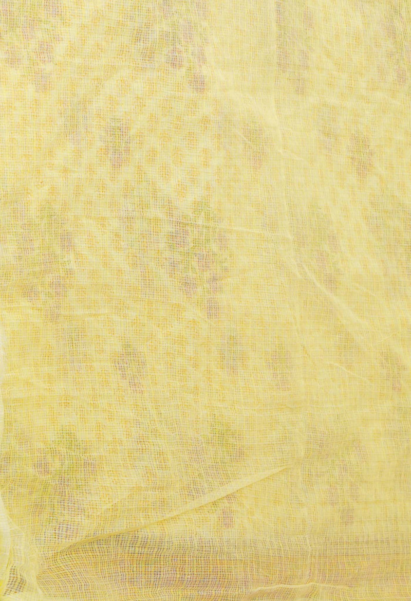 Light Yellow Pure Block Printed Kota Cotton Saree-UNM71534