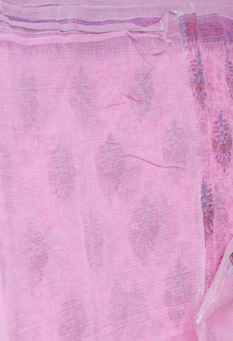 Pink Pure Block Printed Kota Cotton Saree-UNM71536