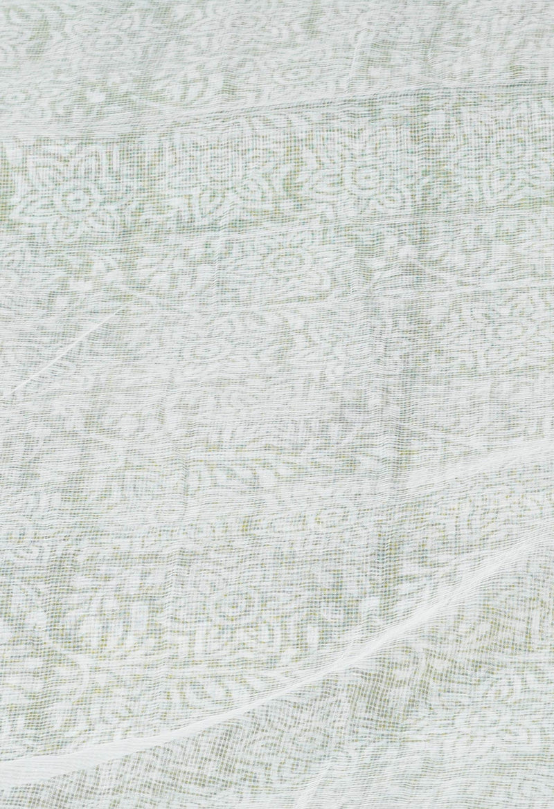 Green Pure Block Printed Kota Cotton Saree-UNM71549