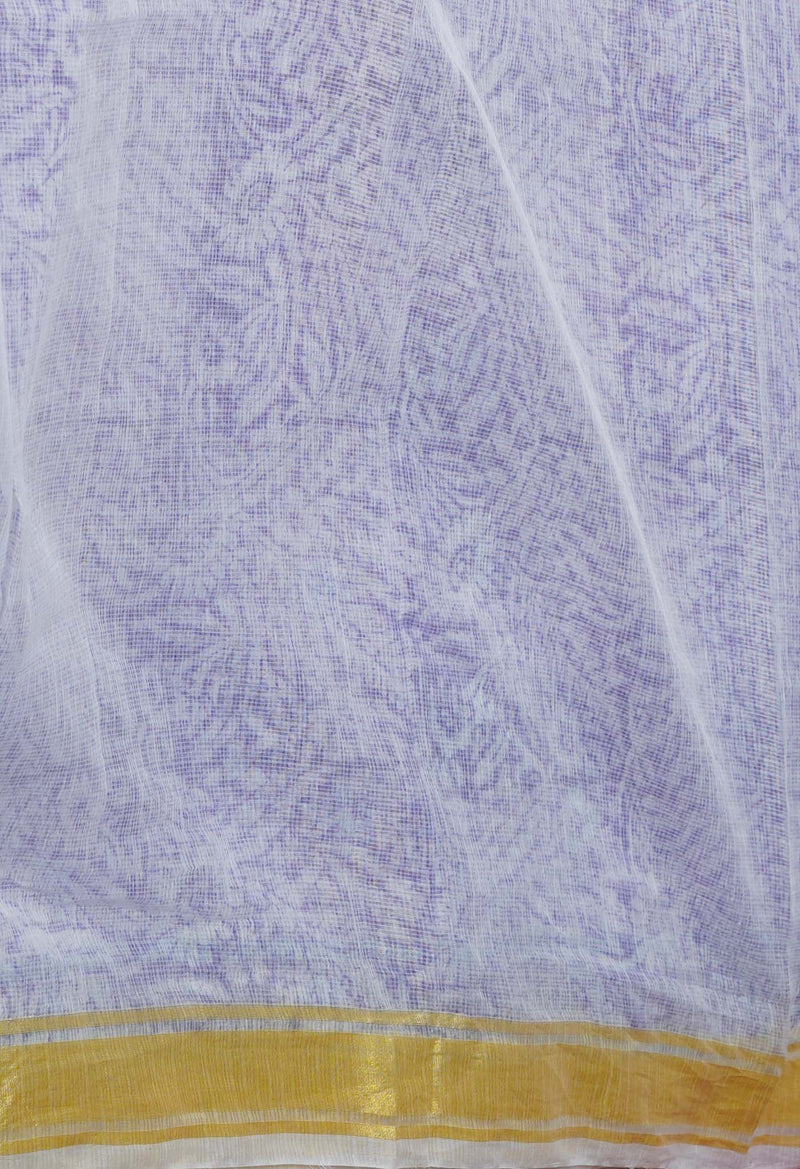Purple Pure Block Printed Kota Cotton Saree-UNM71556