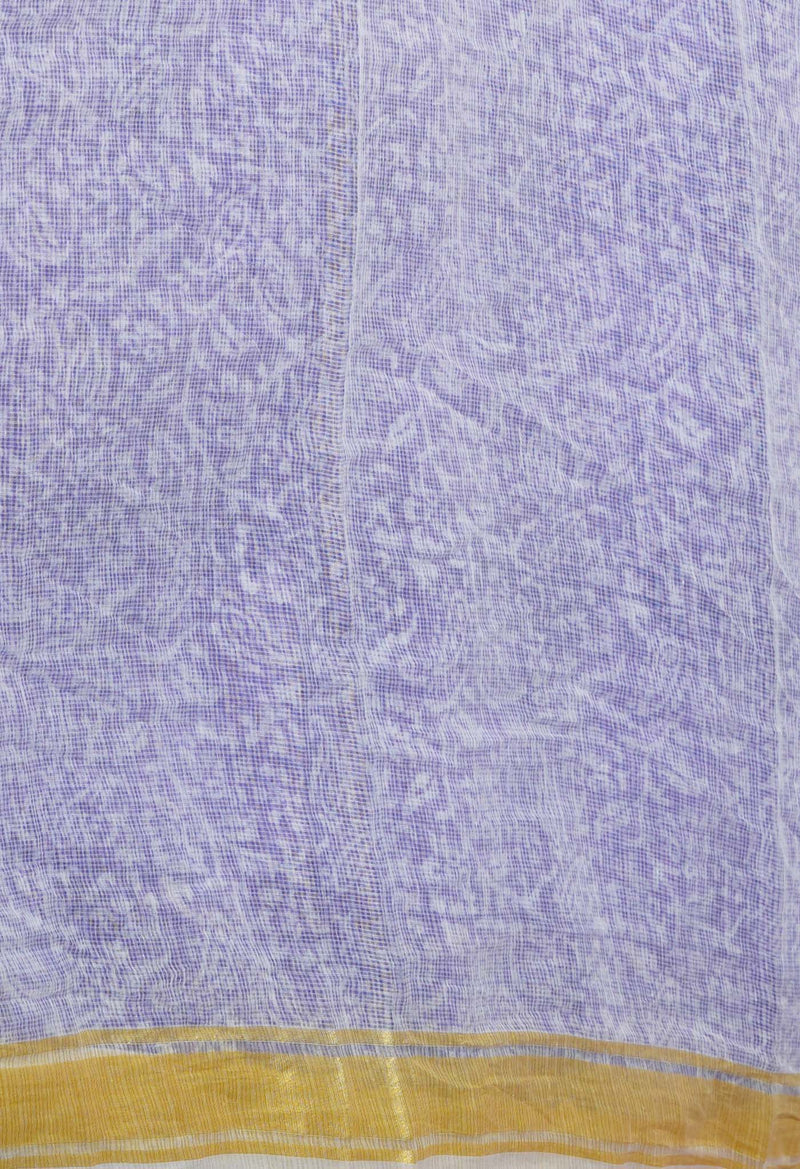 Purple Pure Block Printed Kota Cotton Saree-UNM71580