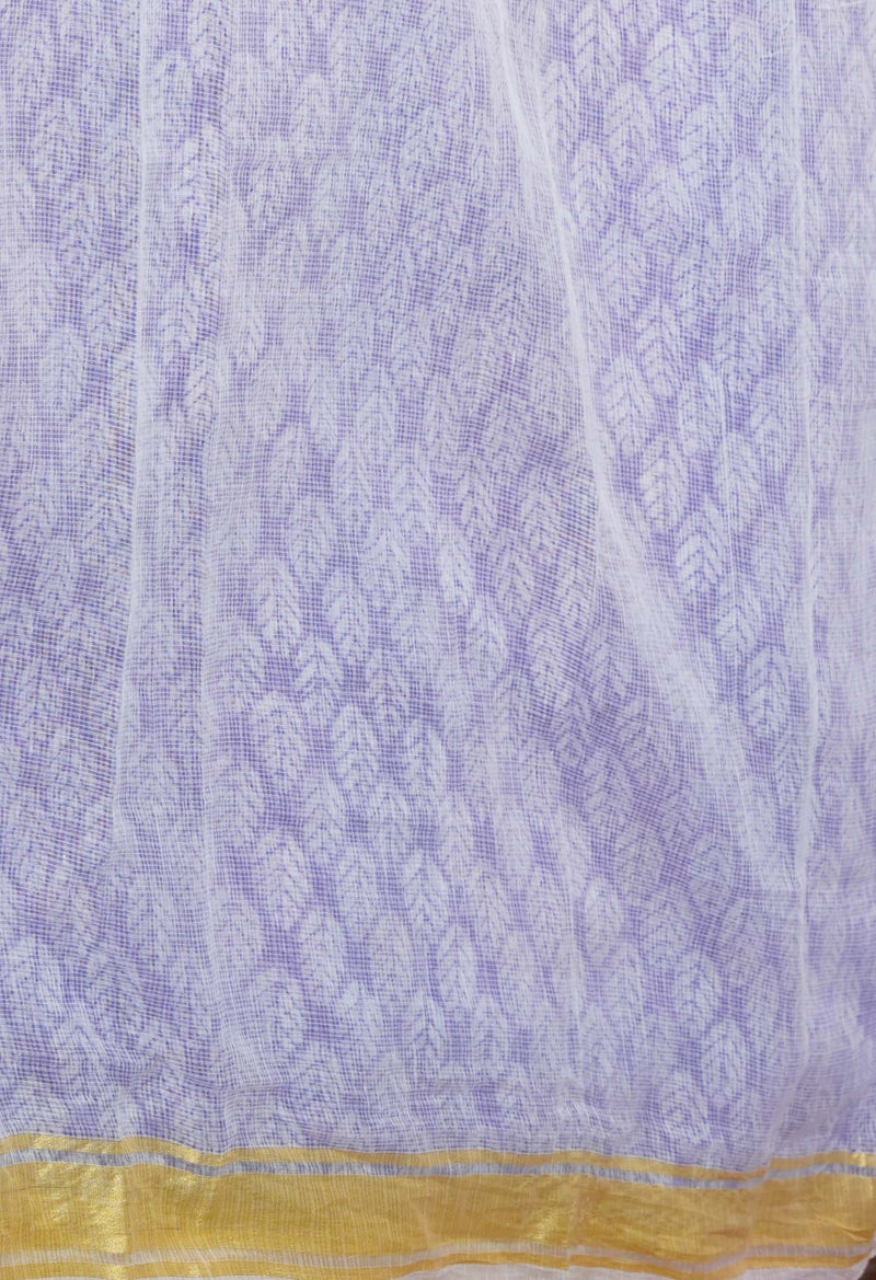 Purple Pure Block Printed Kota Cotton Saree-UNM71587