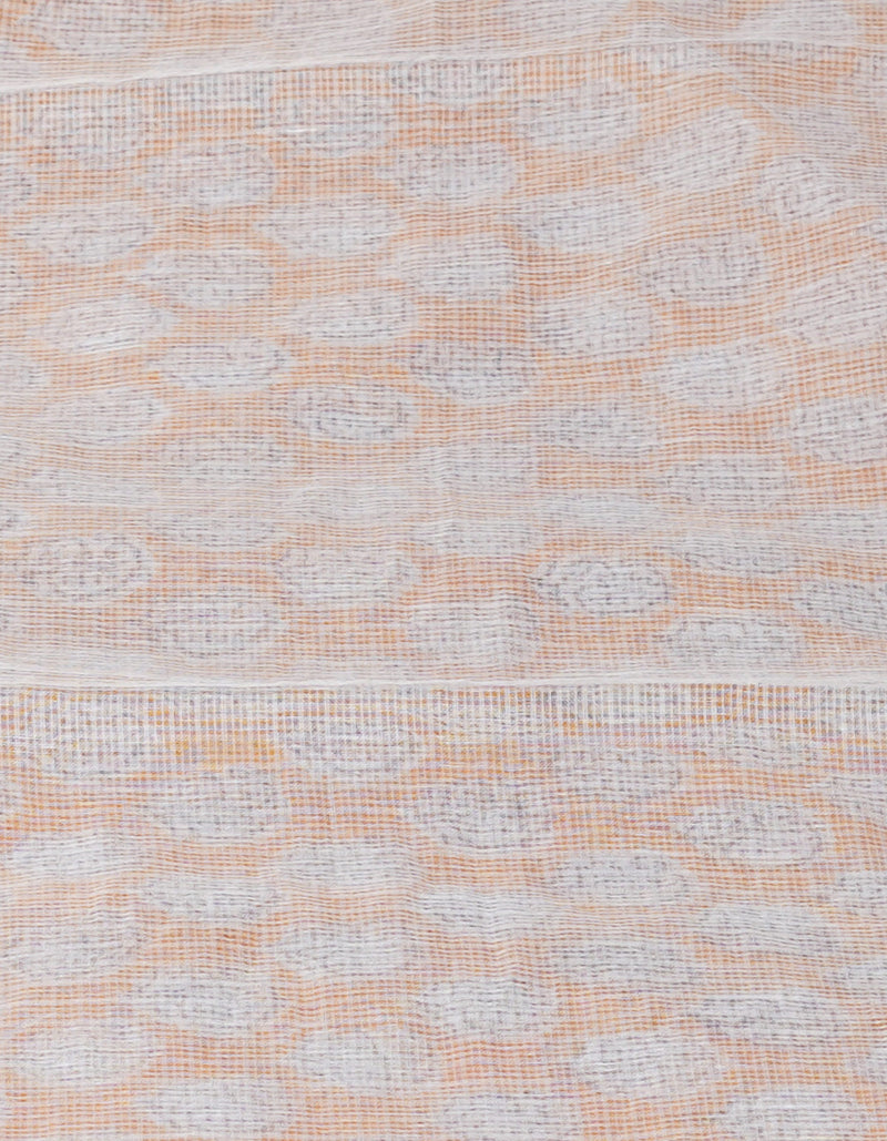 Orange Pure Block Printed Kota Cotton Saree-UNM71590