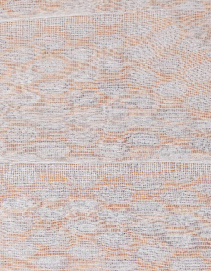 Orange Pure Block Printed Kota Cotton Saree-UNM71590