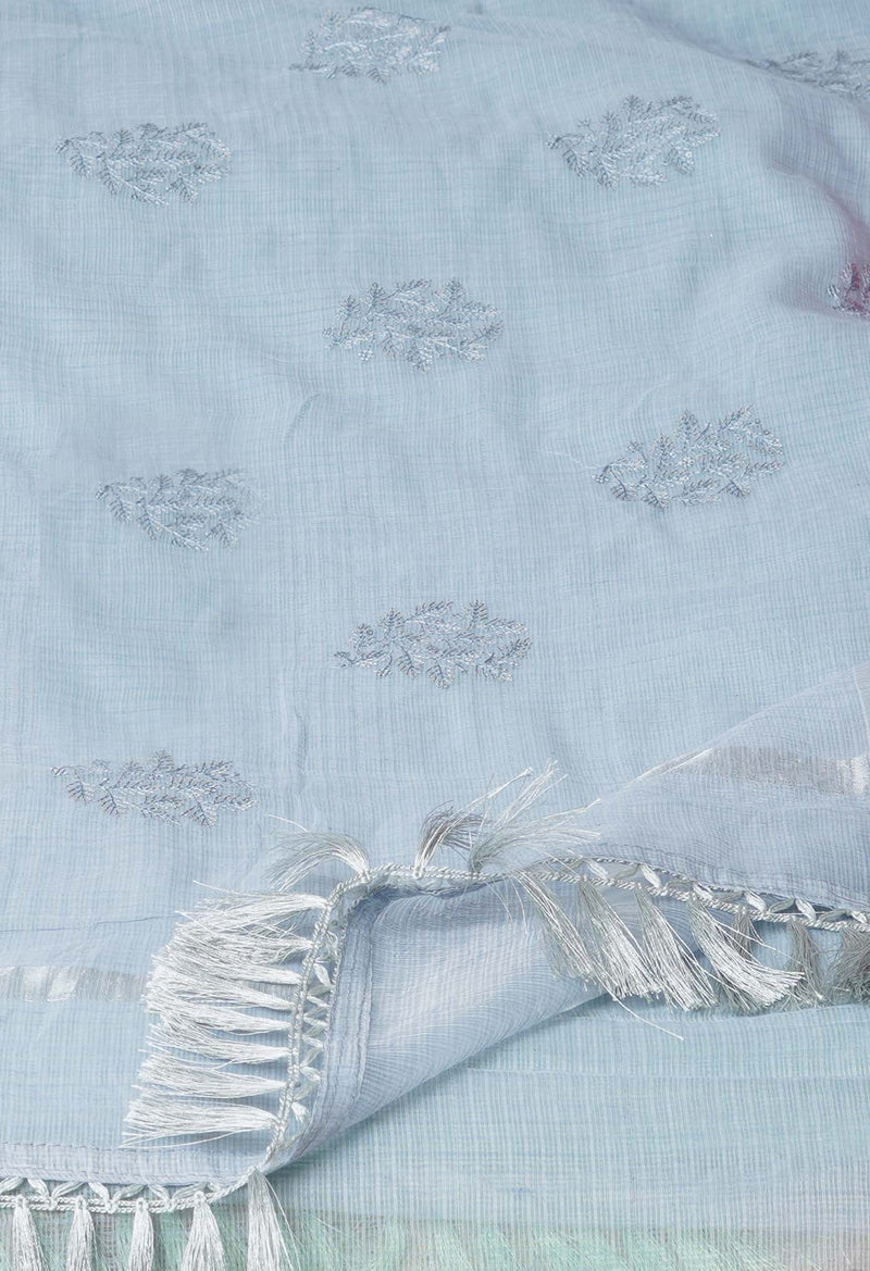 Grey Pure Sequence Embroidery Kota Cotton Saree-UNM71597