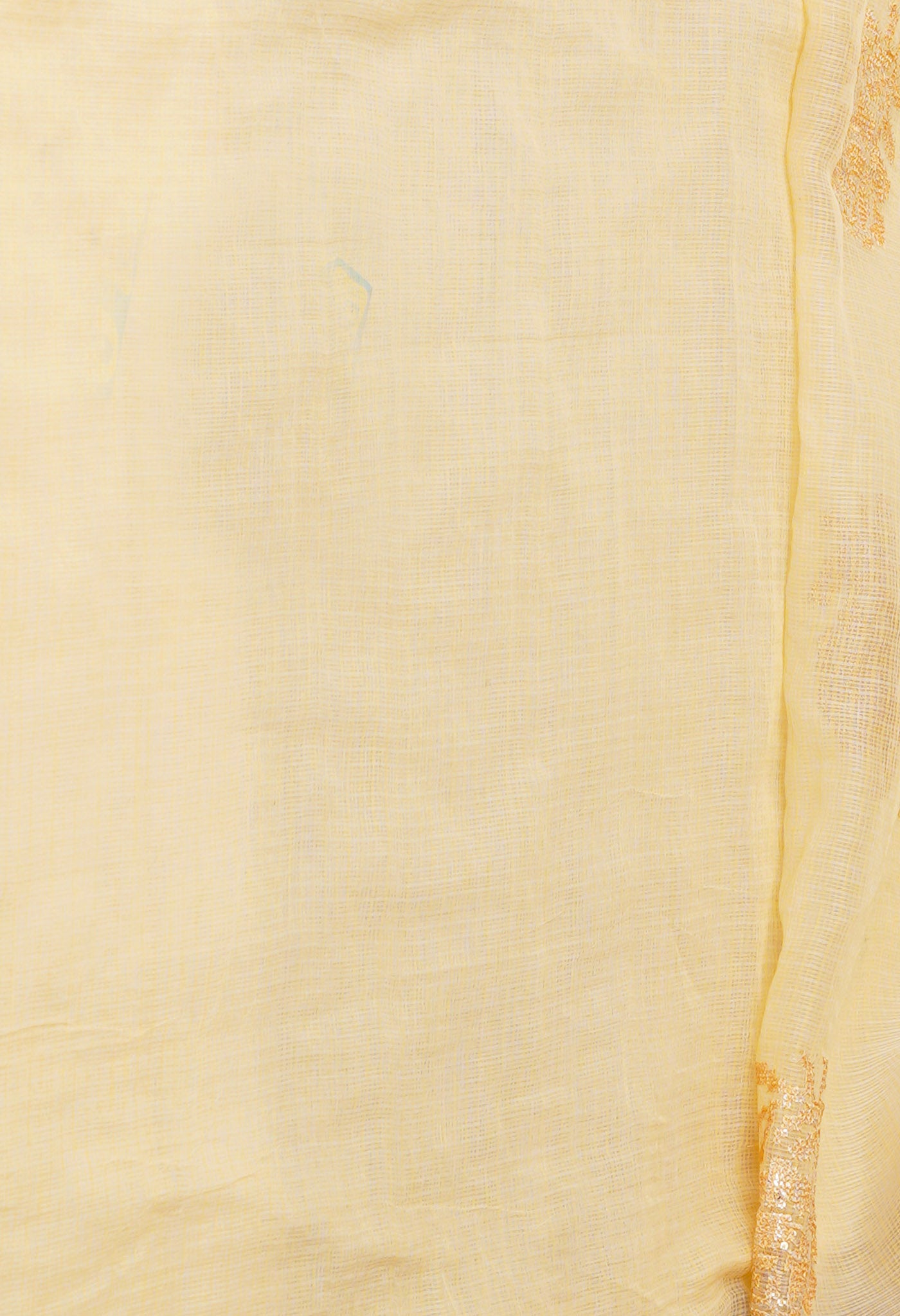 Yellow Pure Sequence Embroidery Kota Cotton Saree