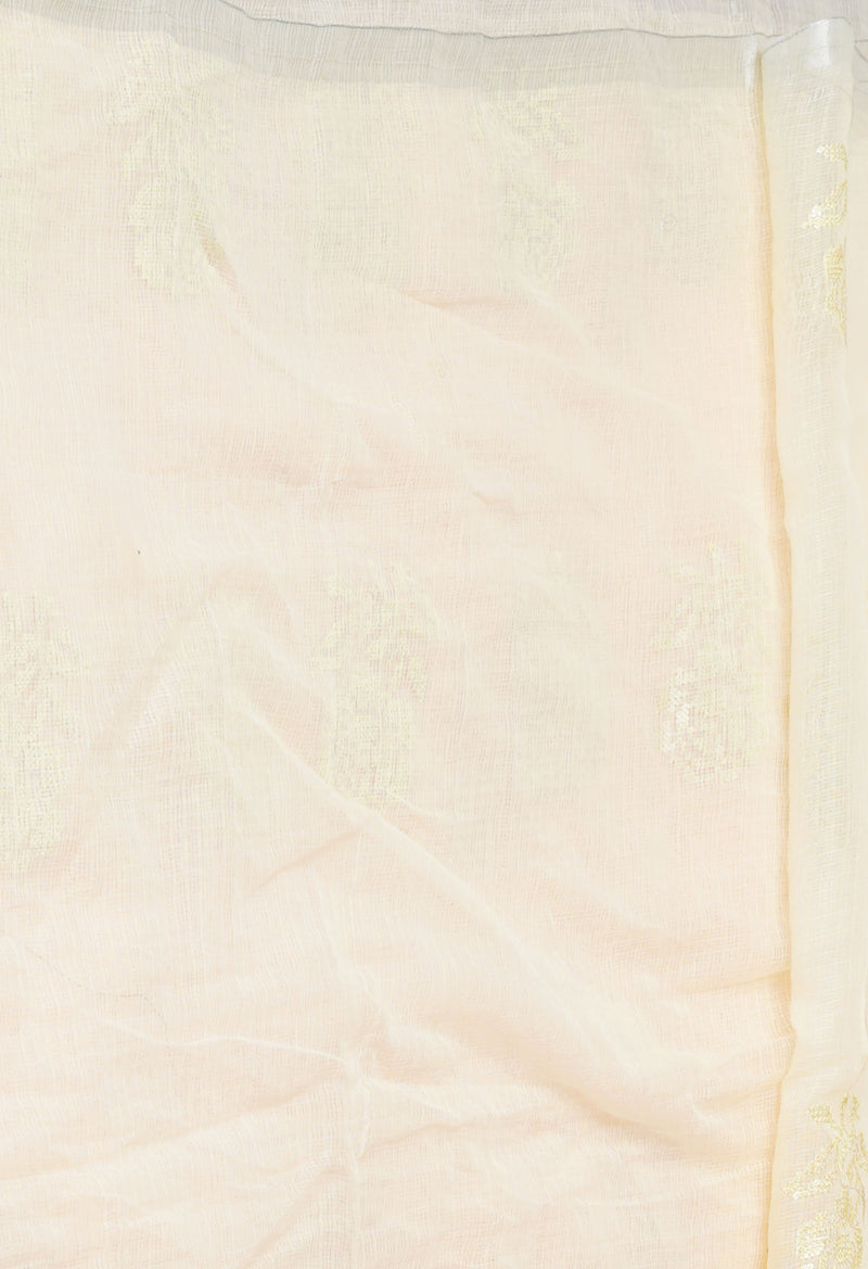 Cream Pure Sequence Embroidery Kota Cotton Saree-UNM71614