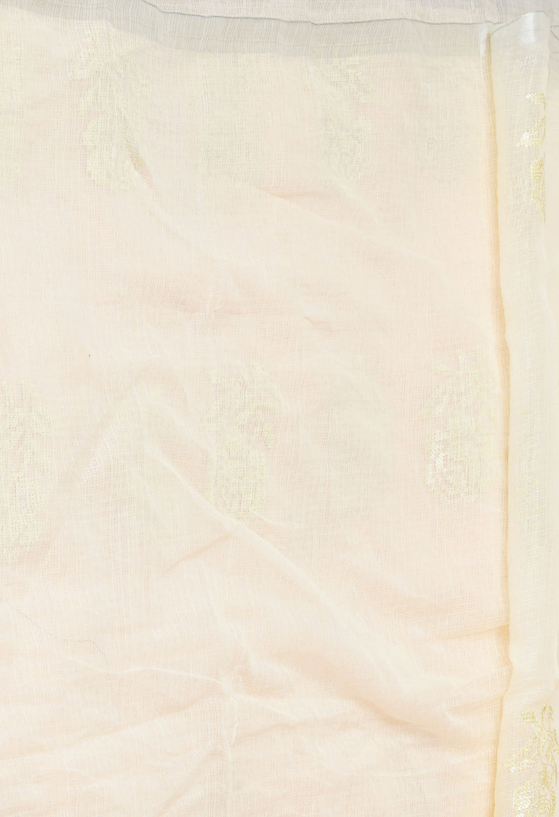 Cream Pure Sequence Embroidery Kota Cotton Saree-UNM71614