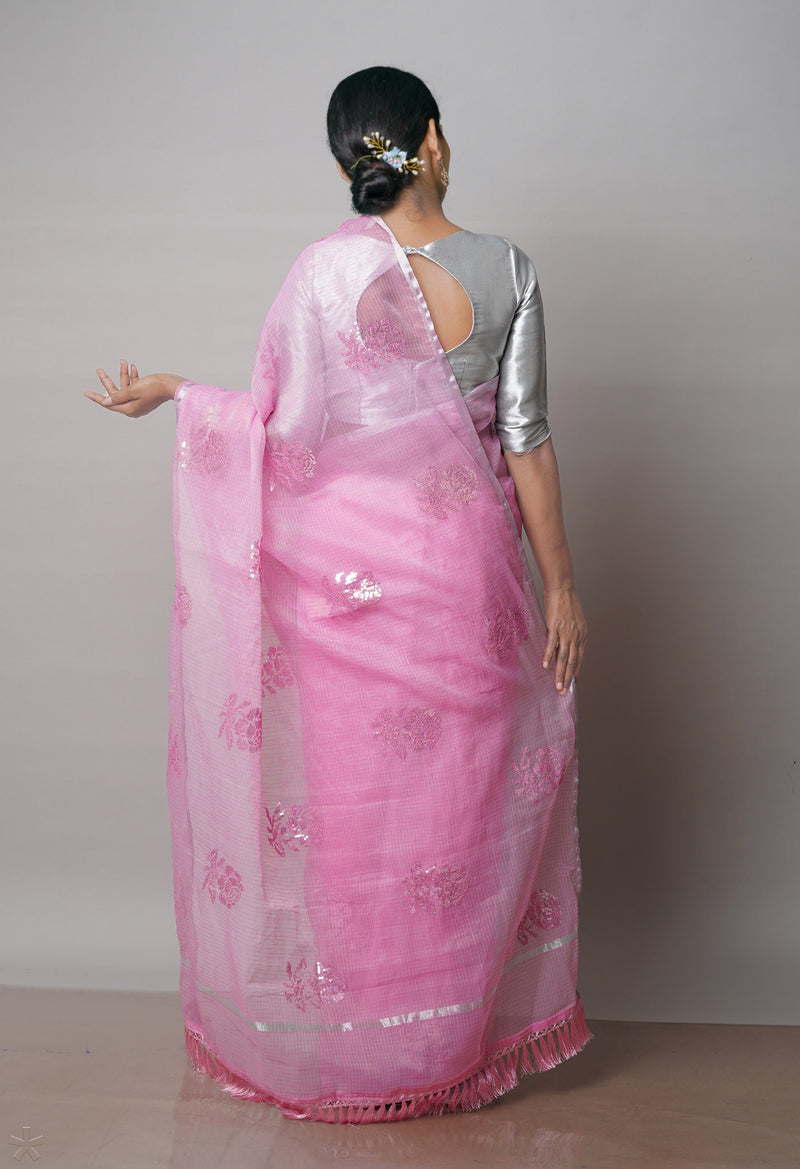 Pink Pure Sequence Embroidery Kota Cotton Saree-UNM71616