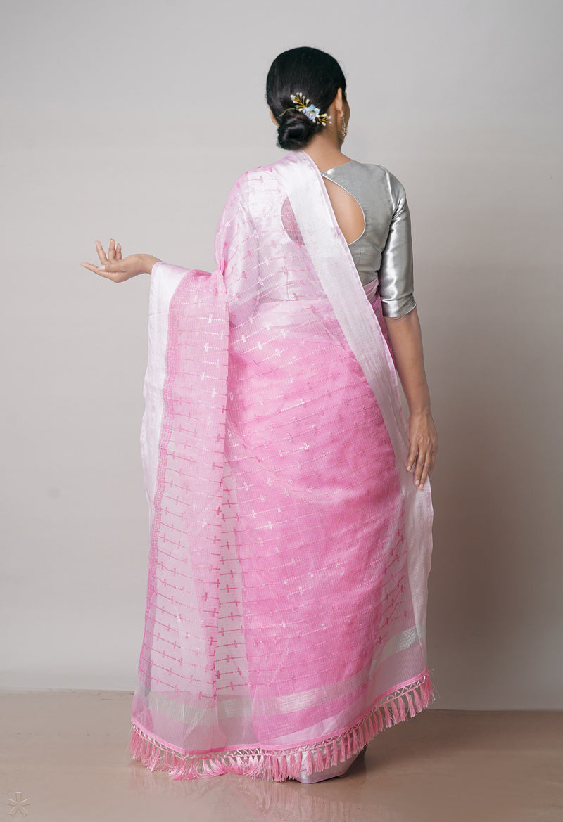 Pink Pure Sequence Embroidery Kota Cotton Saree-UNM71617