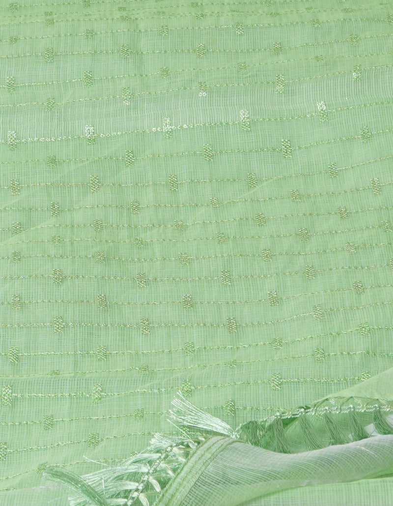 Green Pure Sequence Embroidery Kota Cotton Saree-UNM71619