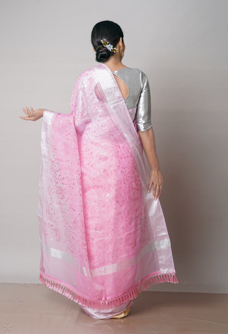 Pink Pure Sequence Embroidery Kota Cotton Saree-UNM71630