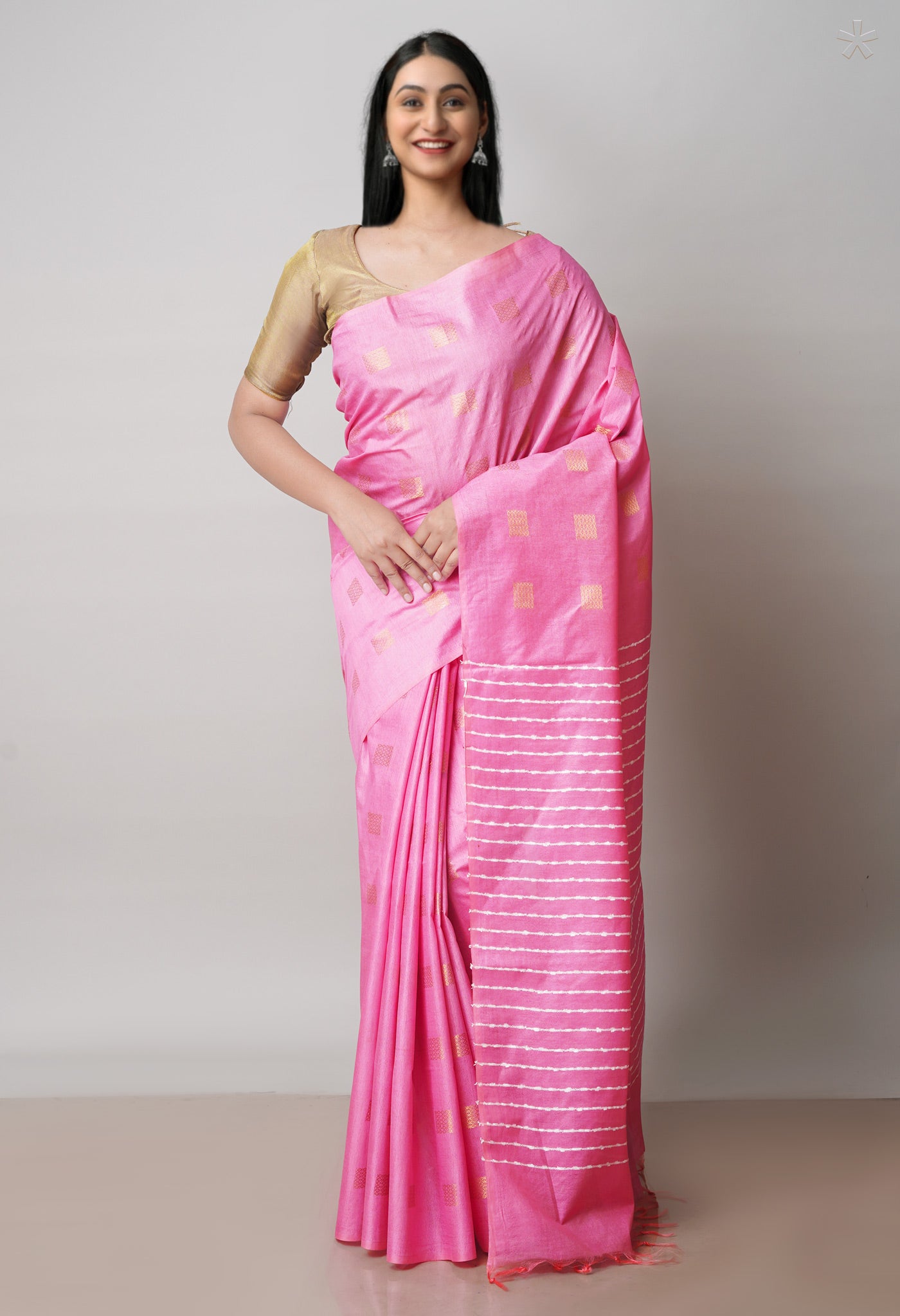Pink  Chanderi Sico Saree-UNM71636