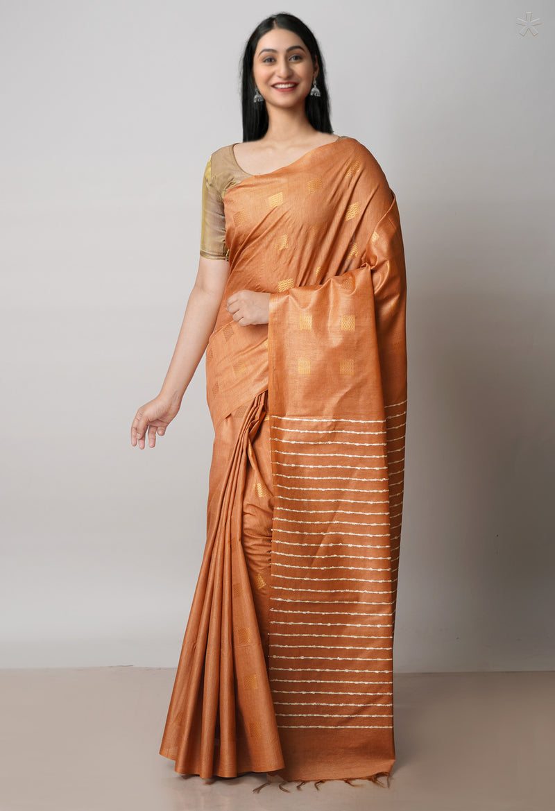 Chocolate Brown  Chanderi Sico Saree-UNM71648