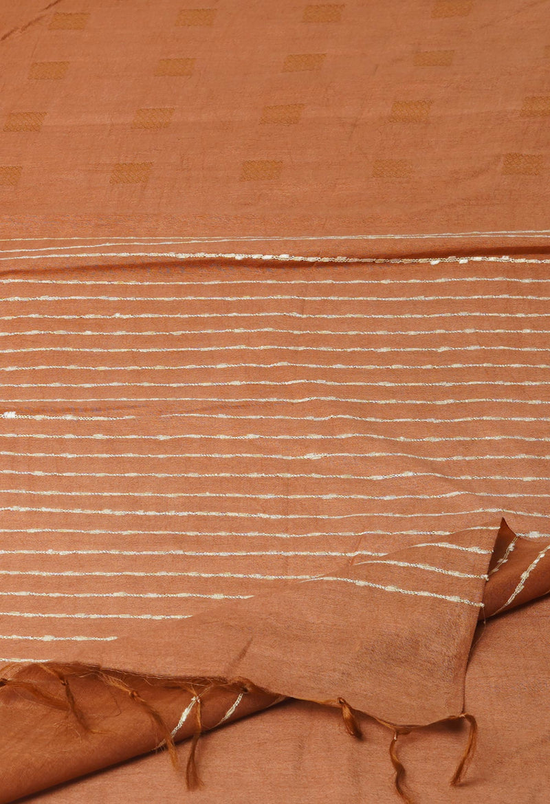Chocolate Brown  Chanderi Sico Saree-UNM71648