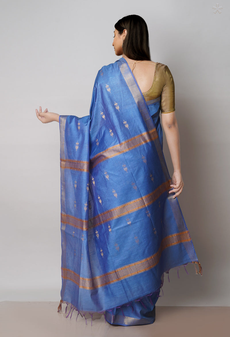 Blue  Chanderi Sico Saree-UNM71649