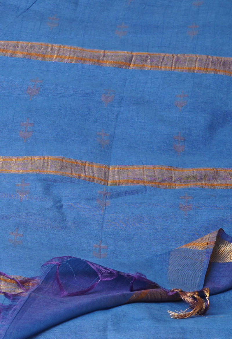 Blue  Chanderi Sico Saree-UNM71649