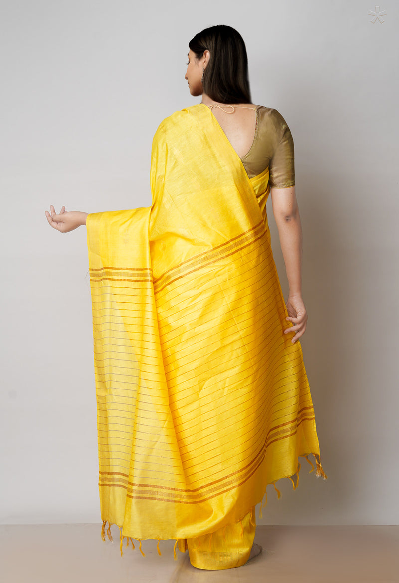 Yellow  Chanderi Sico Saree-UNM71650