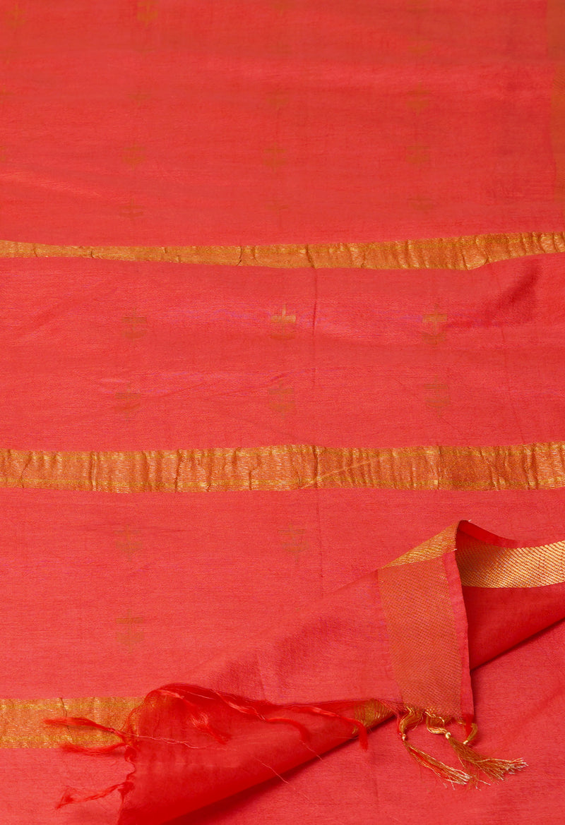 Red Chanderi Sico Saree-UNM71651