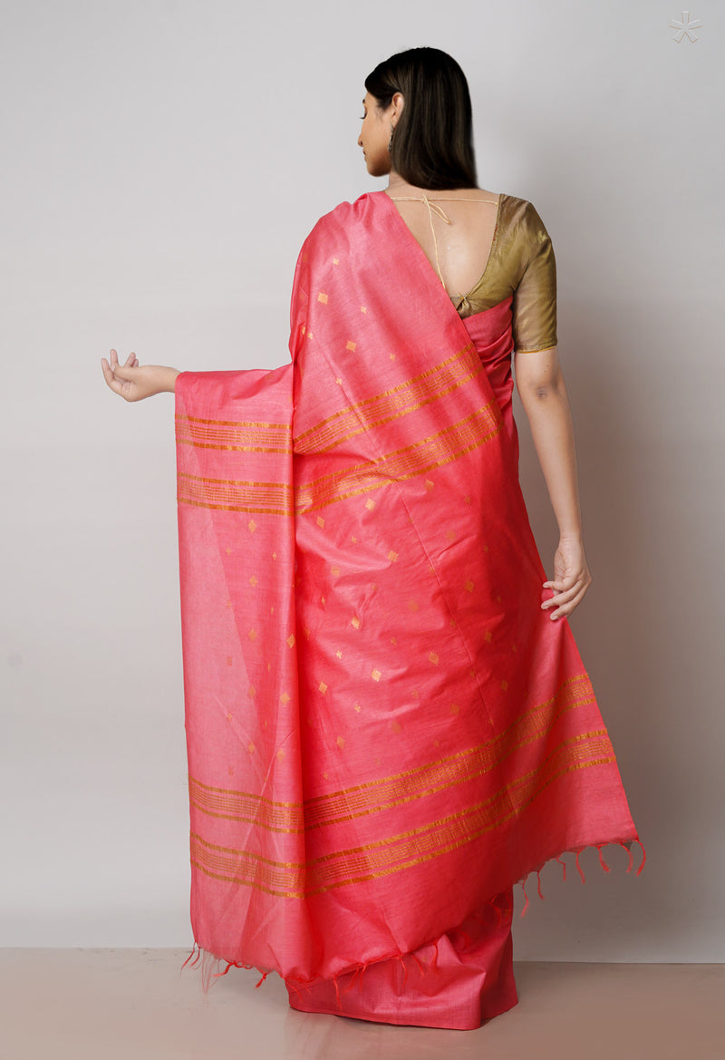 Pink  Chanderi Sico Saree-UNM71653
