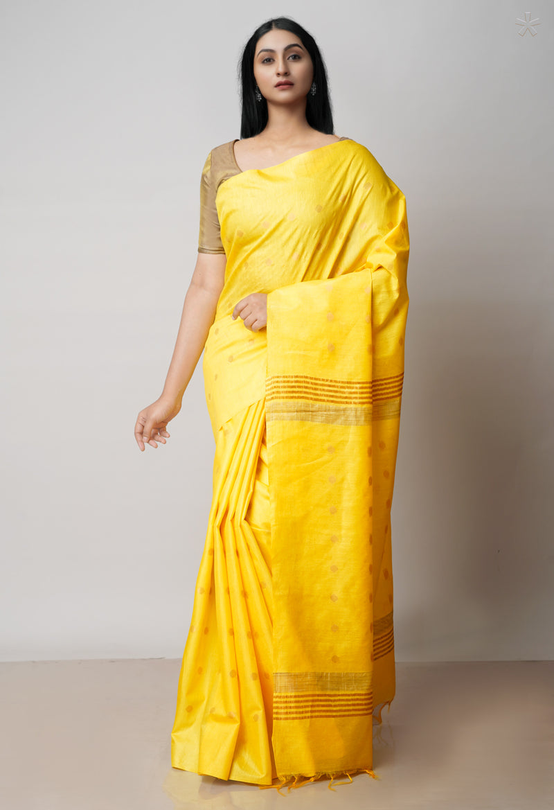 Yellow  Chanderi Sico Saree-UNM71655