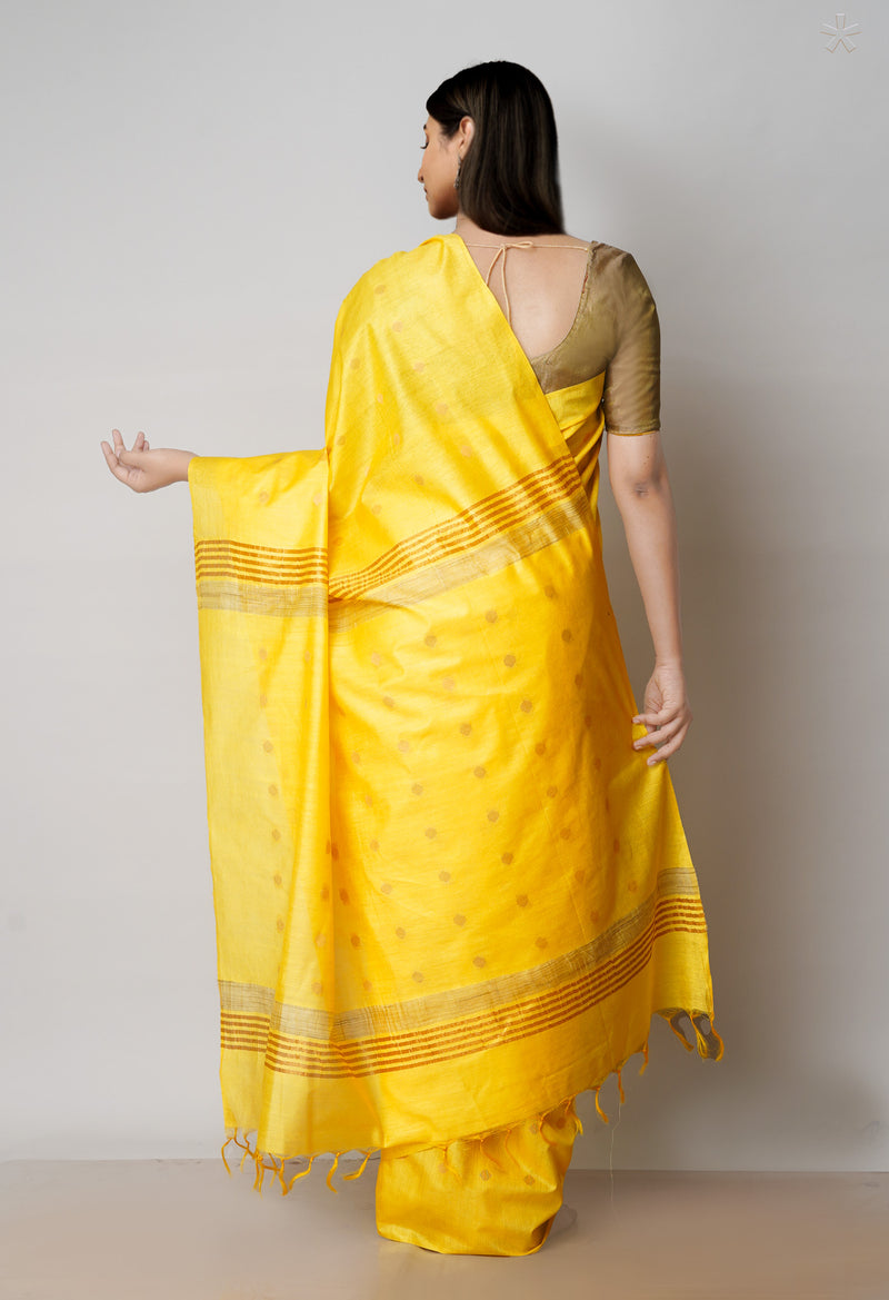 Yellow  Chanderi Sico Saree-UNM71655