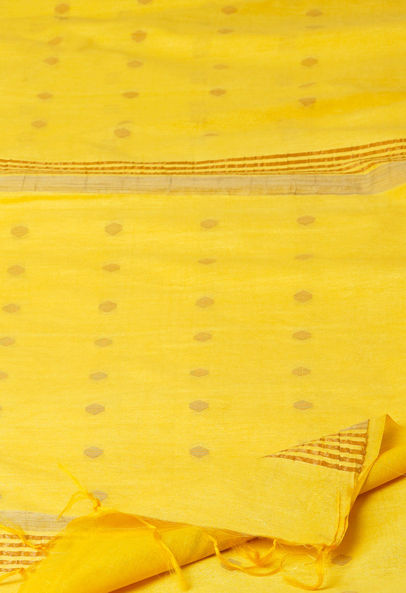 Yellow  Chanderi Sico Saree-UNM71655