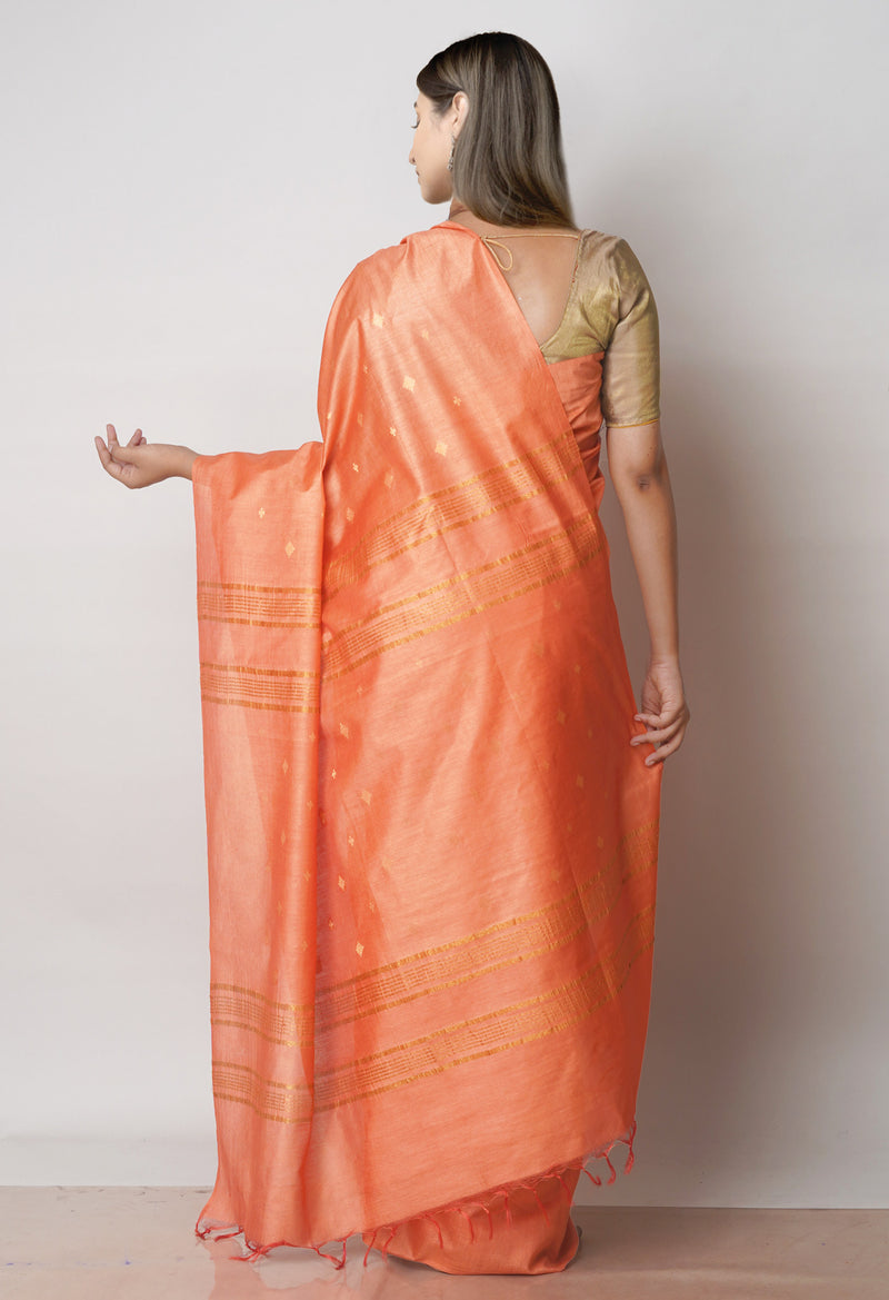 Orange  Chanderi Sico Saree-UNM71662