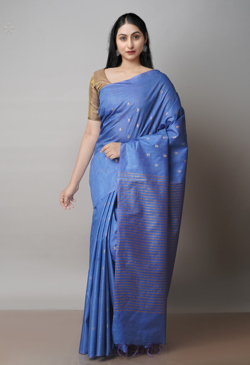 Blue  Chanderi Sico Saree-UNM71663