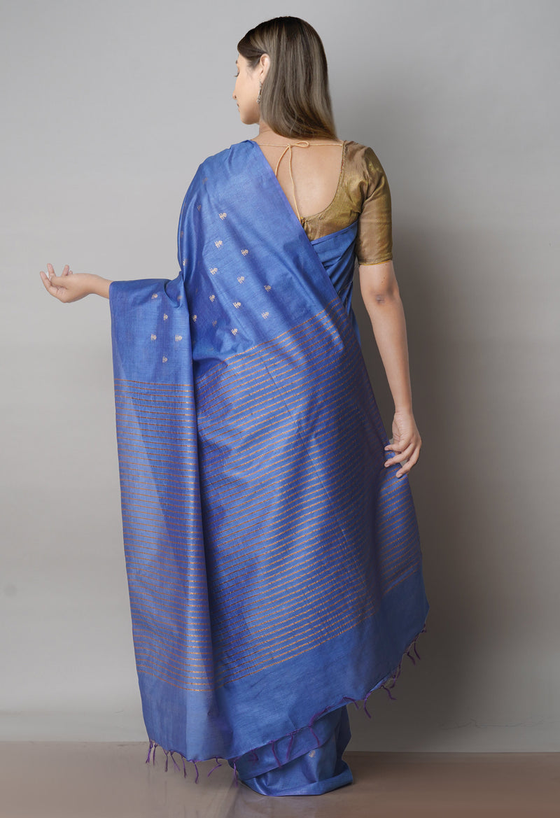 Blue  Chanderi Sico Saree-UNM71663