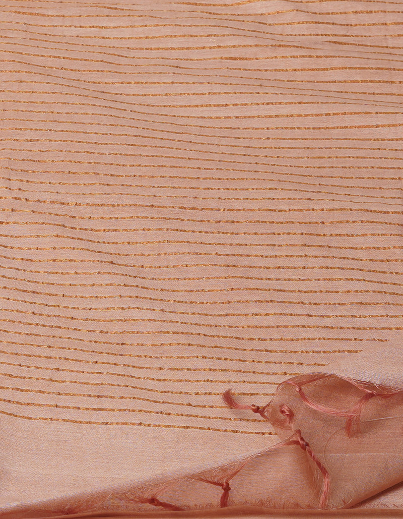 Peach Orange  Chanderi Sico Saree-UNM71664