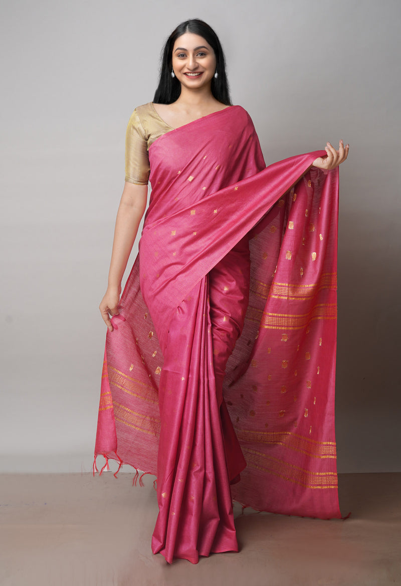 Dark Pink  Chanderi Sico Saree-UNM71665