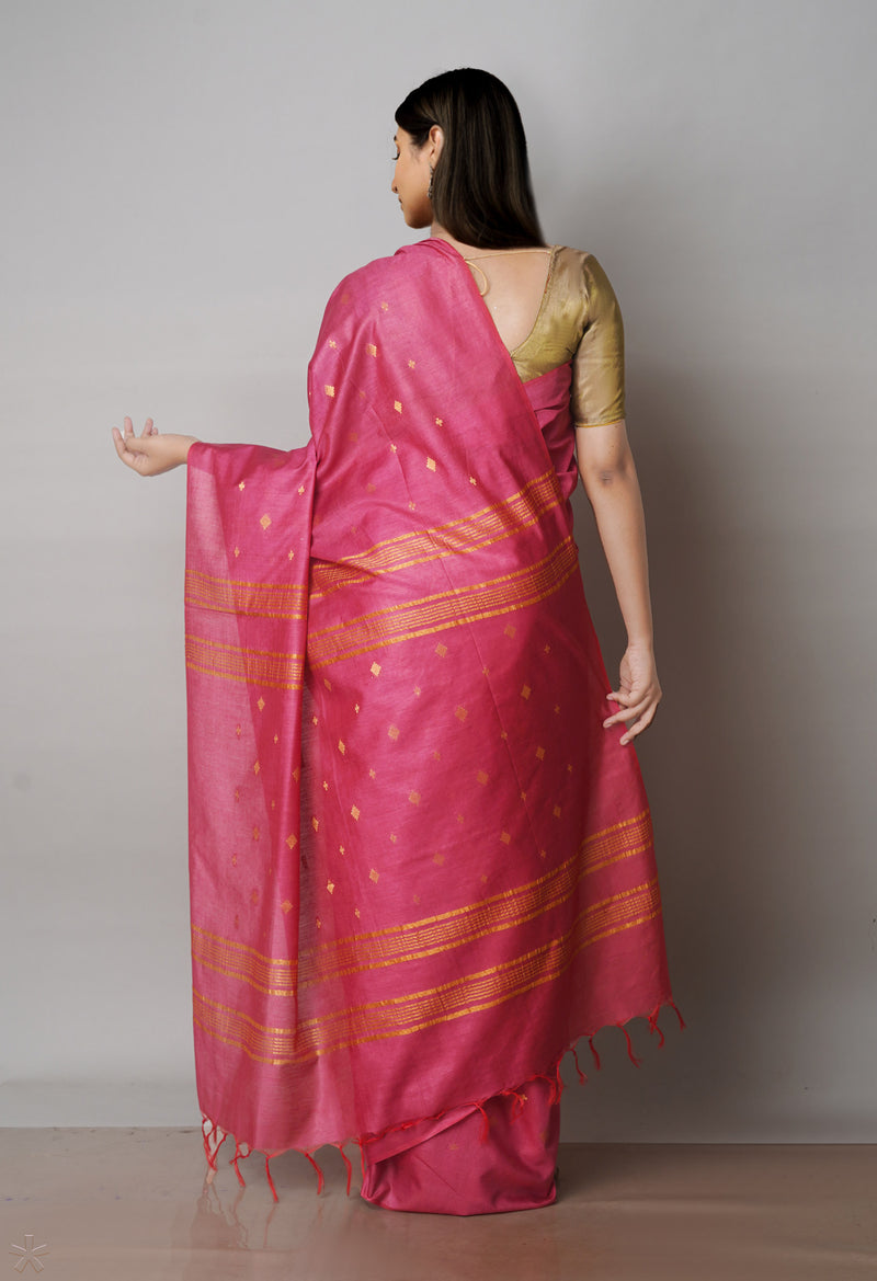 Dark Pink  Chanderi Sico Saree-UNM71665