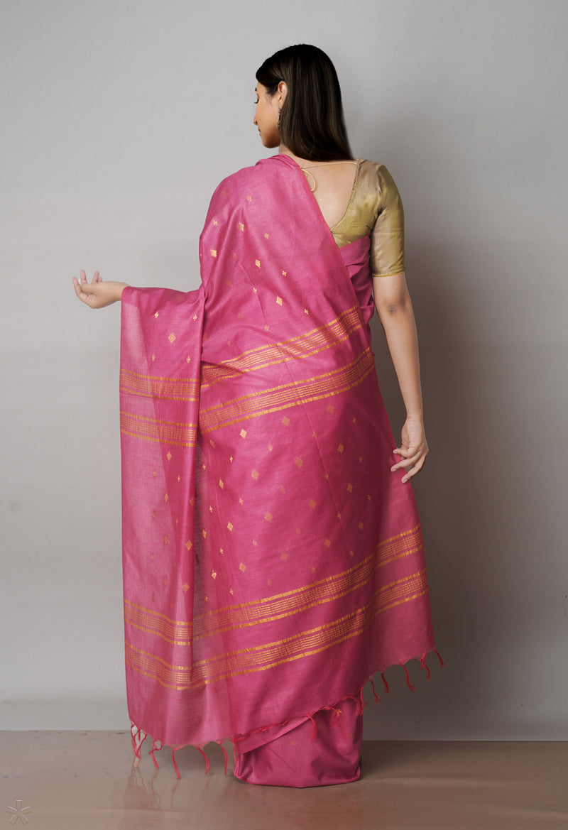 Dark Pink  Chanderi Sico Saree-UNM71666