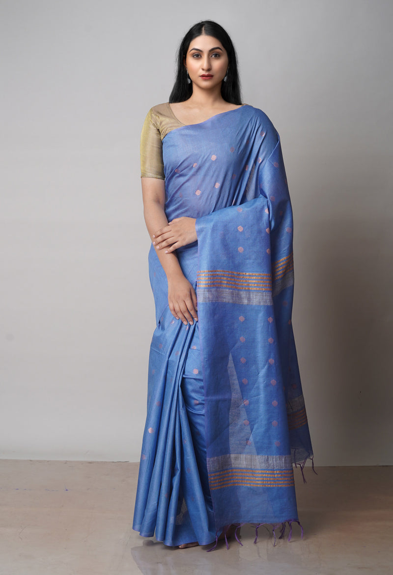 Blue  Chanderi Sico Saree-UNM71670