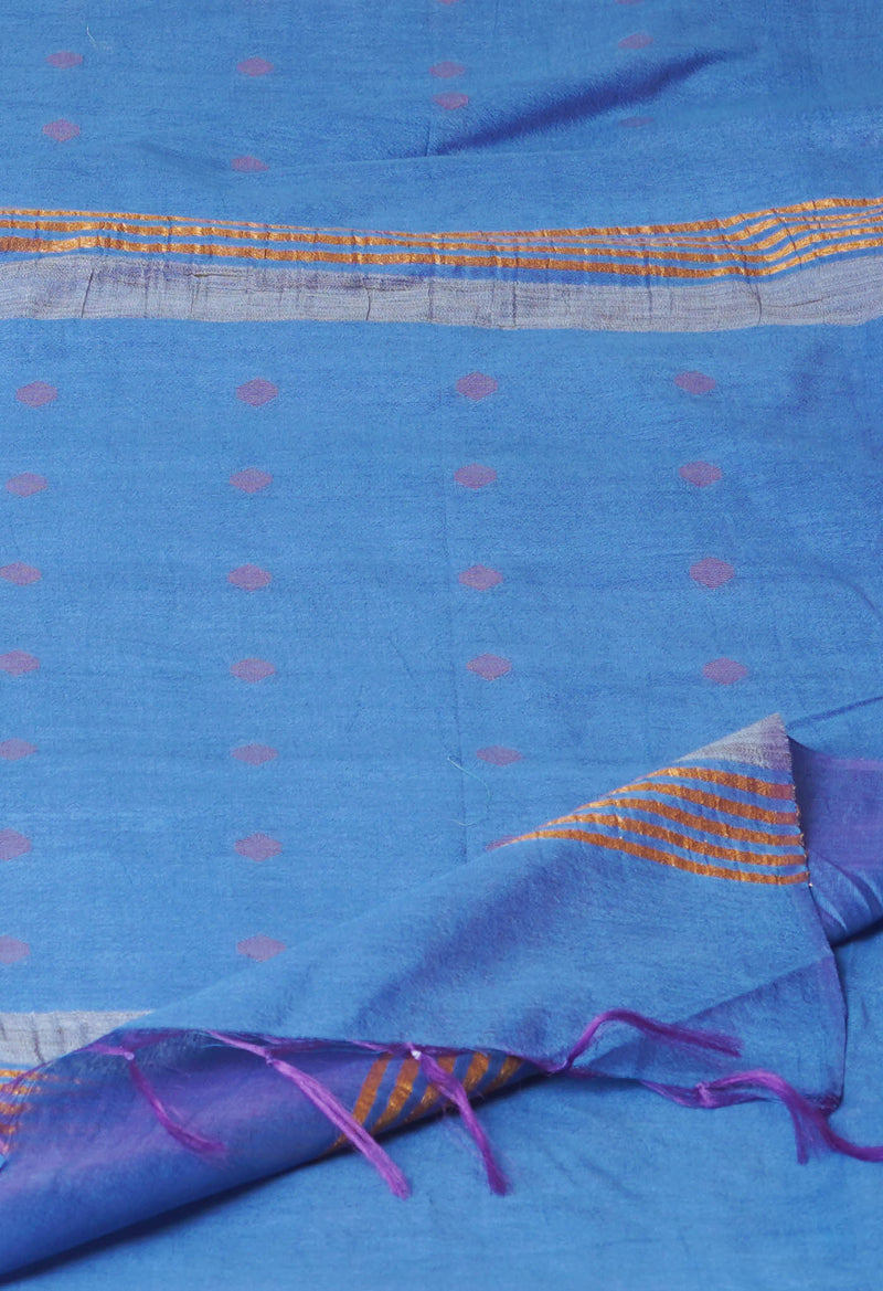 Blue  Chanderi Sico Saree-UNM71670