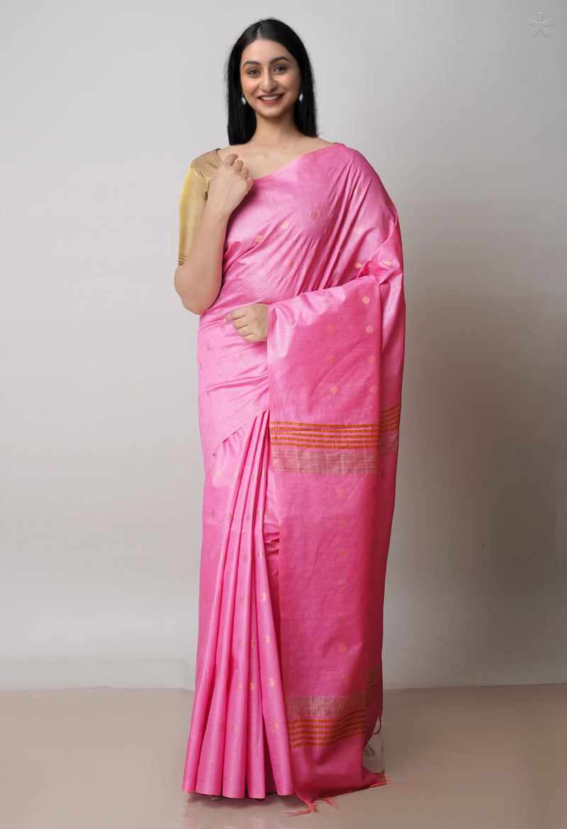 Pink  Chanderi Sico Saree-UNM71672