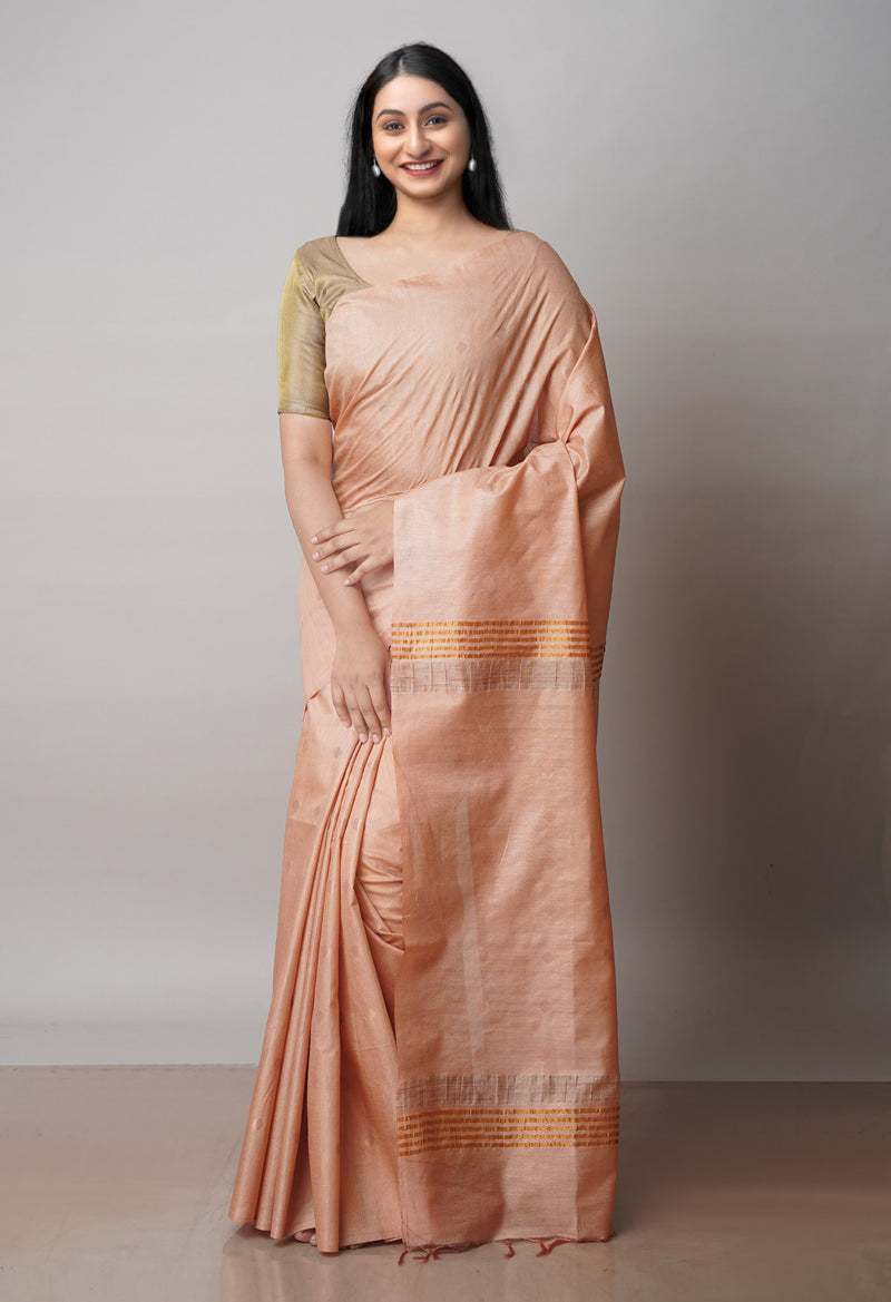 Peach  Chanderi Sico Saree-UNM71674