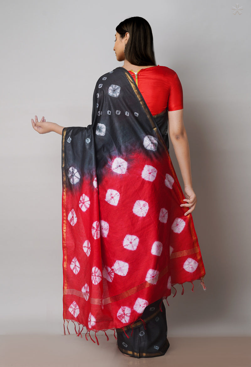 Black  Batik Printed Chanderi Sico Saree-UNM71677